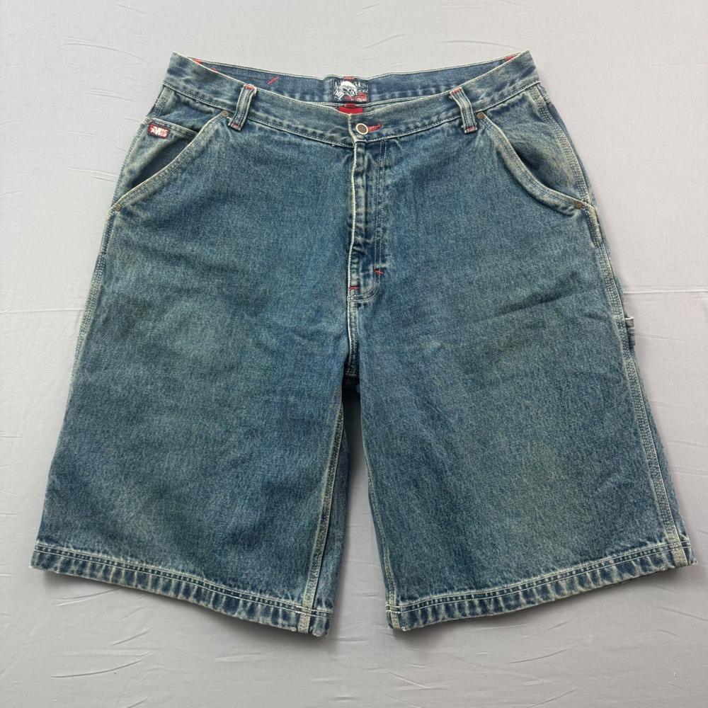 Vintage Mecca USA Baggy Denim Carpenter Shorts Mens 38 Blue‎ Hip Hop Skater Y2K